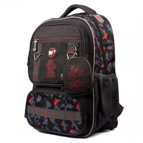 Шкільний рюкзак YES, одне відділення, три фронтальні кишені, сірий No Limits