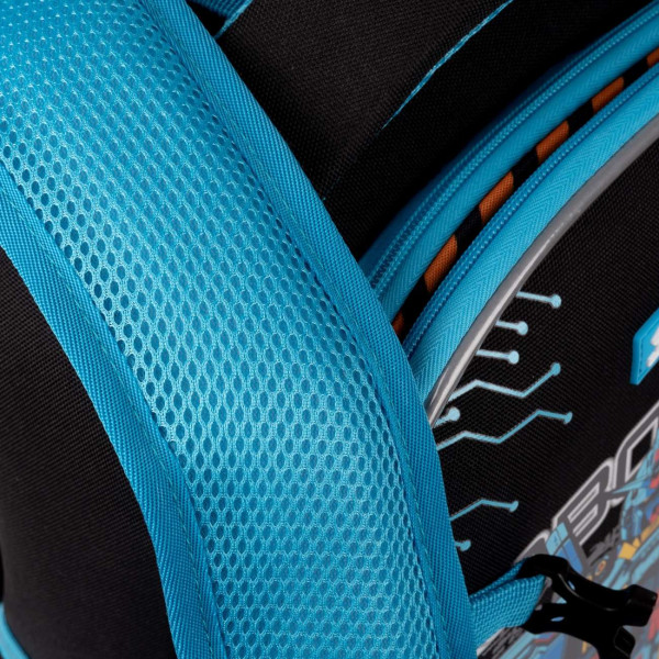 Шкільний рюкзак 1 вересня каркасний, два відділення, бічні кишені, розмір 39,5*29*14см, сірий Robotech Legends